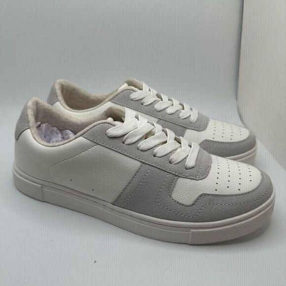 CUSHIONAIRE Women's lace up Sneaker +Comfort Foam 7.5 WIDE WHITE/GRAY - Picture 1 of 7